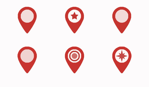 Red map pin and navigation icon bundle vector EPS10