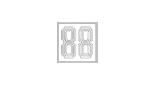 Geometric Number 88 Icon in Square Frame, Stylized Digital Font, White Background