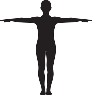 Silhouette of a person in a t-pose with silhouette isolated alignment
