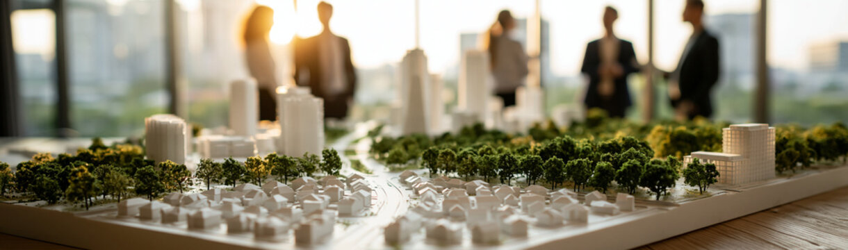 Urban Planning Vision: An architectural model showcases a city's future development.