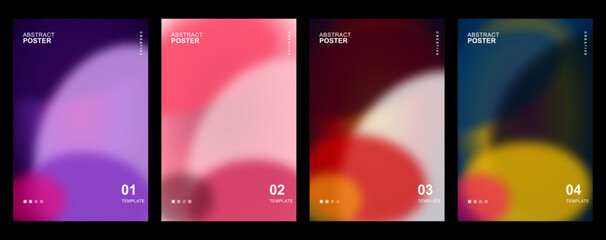 Abstract blurred circles in gradient color palette on dark background with white typography for event posters © Md