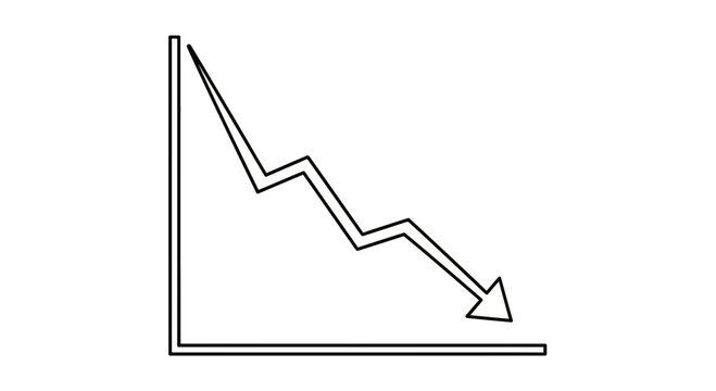 Falling Downward Arrow Graph Line Chart Showing Decline and Loss