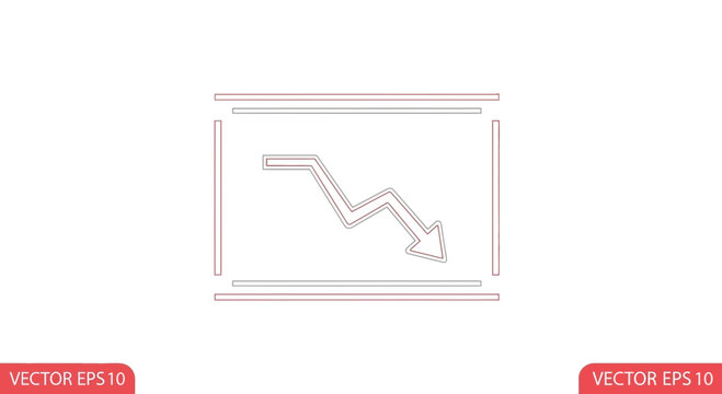 Falling Graph Line Arrow Icon - Downtrend, Decline, Recession, Stock Market Crash Concept