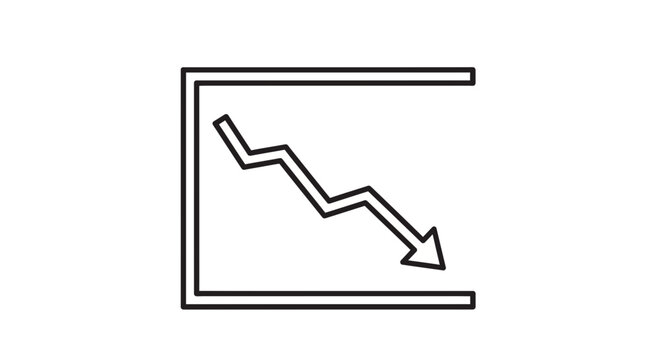 Falling Graph Arrow Icon, Business Decline, Stock Market Down Trend, Negative Growth