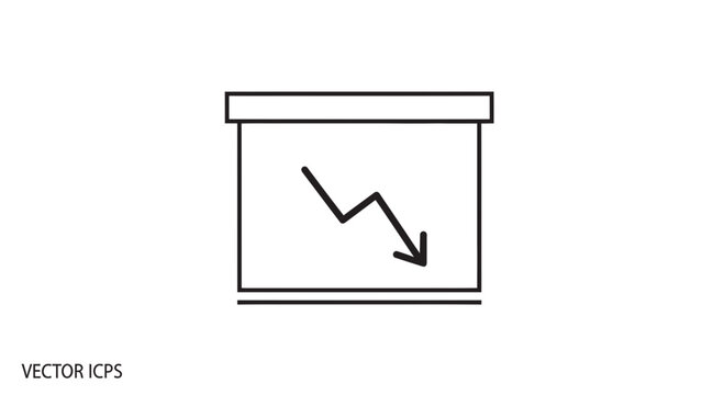 Falling Graph Line Icon on White Background - Business Down Trend
