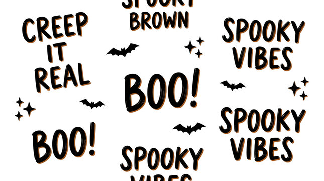 Spooky vibes create a creepy atmosphere with bats and bold texts.