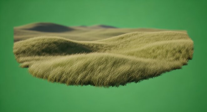 A serene landscape of rolling green hills and grassy slopes in a natural outdoor setting.