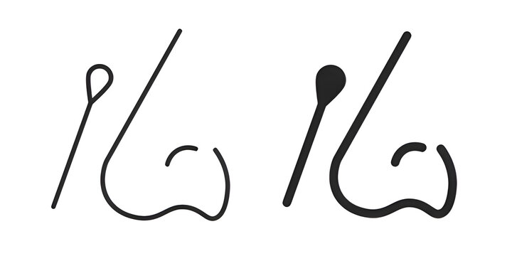 Nasal swab icons. Pixel perfect. Vector outline icon. Flat logo concept. Thin line customizable illustration. Contour symbol. Vector isolated outline drawing. Editable stroke