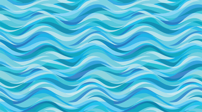 Seamless blue and turquoise ocean waves pattern