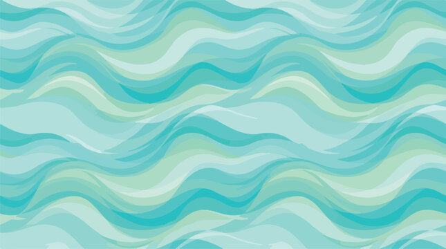 Abstract seamless wavy pattern in shades of turquoise and teal