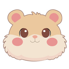 Obraz premium Cute Hamster Guinea Pig Face Avatar Vector Illustration Cute Kawaii Animal Character Graphic