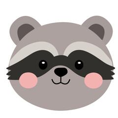 Fototapeta premium Cute Raccoon Face Avatar Vector Illustration Cute Kawaii Animal Character Graphic