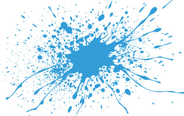 Naklejka premium Dynamic blue paint splatter, vibrant ink splash, abstract liquid burst, expressive graphic element for creative design and backgrounds