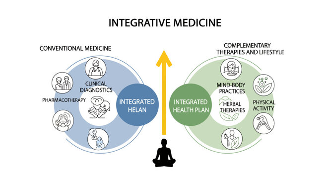 Overview of Integrative Medicine: A Diagram Linking Conventional and Complementary Therapies.