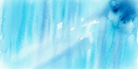 Abstract watercolor background in shades of blue and white, with dripping paint effect creating vertical streaks and soft gradients, evoking a sense of cool serenity and fluidity. © Pixel Lala