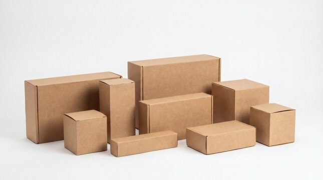 A collection of various sized cardboard boxes.