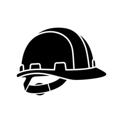 Fototapeta premium Black Professional Hard Hat and Safety Helmet Glyph Icon Representing Construction Protection and Industrial Workplace Safety Gear
