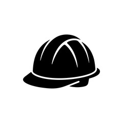 Fototapeta premium Minimalist black hard hat safety helmet construction icon representing industrial protection and professional work gear for engineers and builders