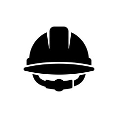 Fototapeta premium Minimalist Black Hard Hat Icon and Safety Helmet Glyph for Construction and Industrial Work Safety Concepts