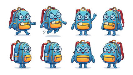 Fototapeta premium Cute Backpack Character Set