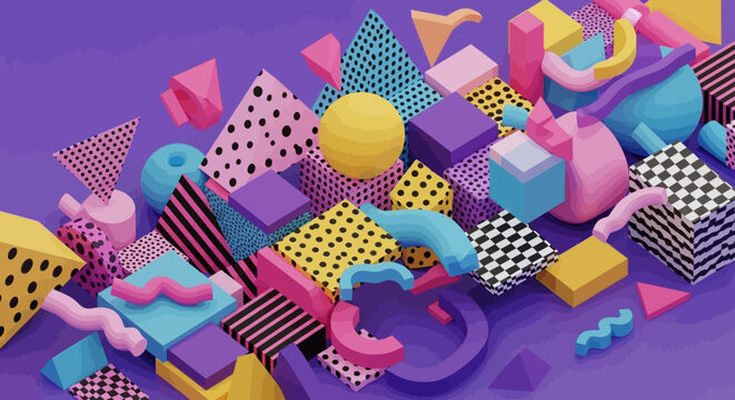 Retro Abstract Shapes and Forms Composition