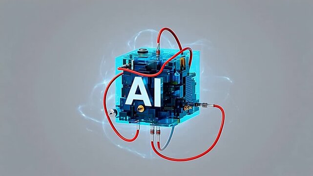 AI technology cube with cables