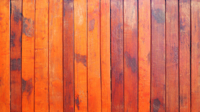 Bright orange and brown vertical wooden planks texture background.