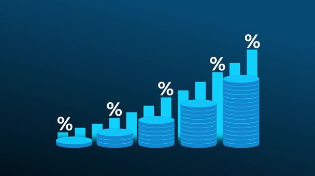 Dividend revenue chart animation rises on dark grids. Corporate dividend revenue chart animation tracks trading profits. Modern dividend revenue chart animation details earnings.