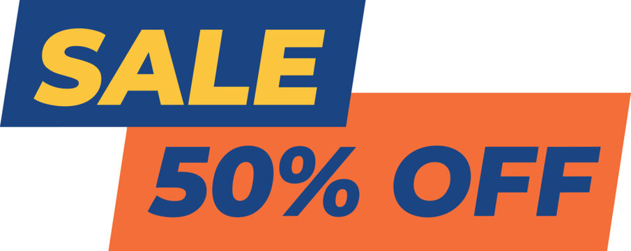 Sale 50 Percent Off Promotional Banner Design Featuring Discount Offer Label for Retail Marketing, Shopping Campaigns, E Commerce, and Advertising Materials