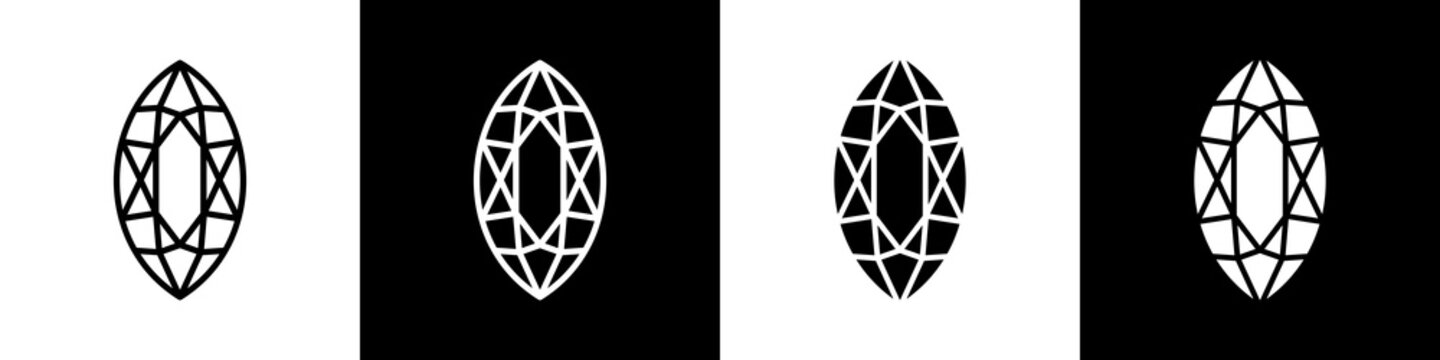 Marquise Diamond black and white icon design concept