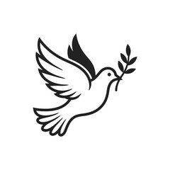 Fototapeta premium Dove with olive branch symbol.