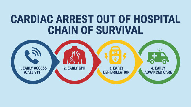 Cardiac Arrest Out of Hospital Survival Chain of Survival Diagram