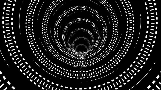 Glowing neon ring light in tunnel. 3d render. Futuristic abstract wallpaper .Tunnel speed motion light trails
