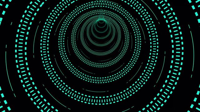 Glowing neon ring light in tunnel. 3d render. Futuristic abstract wallpaper .Tunnel speed motion light trails