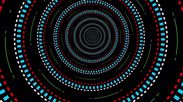 Glowing neon ring light in tunnel. 3d render. Futuristic abstract wallpaper .Tunnel speed motion light trails