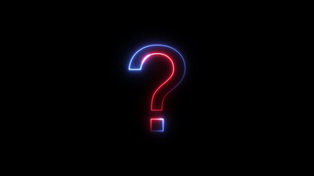 Question Mark Neon Light , A glowing neon question mark icon on a dark background,