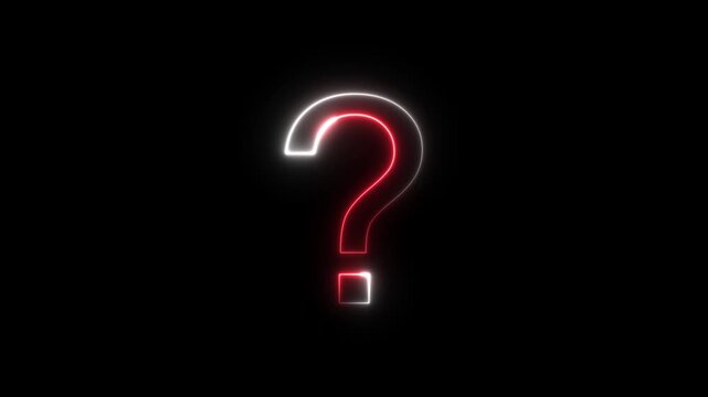 Question Mark Neon Light , A glowing neon question mark icon on a dark background,