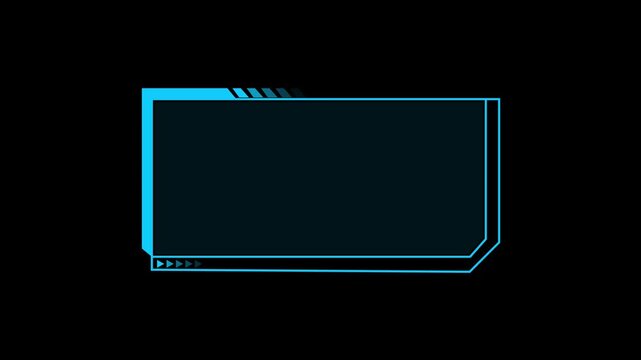 Blue digital HUD frame animation glows on dark backdrops. HUD Advanced blue digital frame animation shows tech graphics. Modern blue digital frame animation enhances video assets.