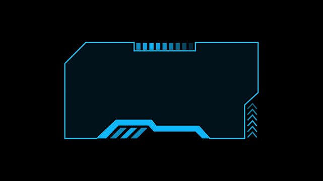 HUD digital frame animation glows on dark backdrops. Advanced sci-fi digital frame animation shows tech graphics. Modern sci-fi digital frame animation enhances video clips.