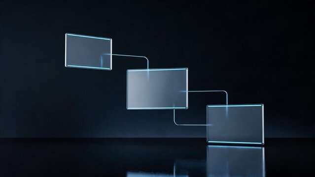 Futuristic Holographic Interface with Connected Digital Screens on Dark Background for Advanced Data Visualization and Lumina Tech