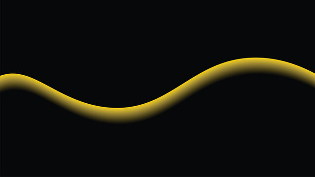 Abstract glowing yellow sinusoidal wave on black background smooth oscillating curve modern digital vector art design