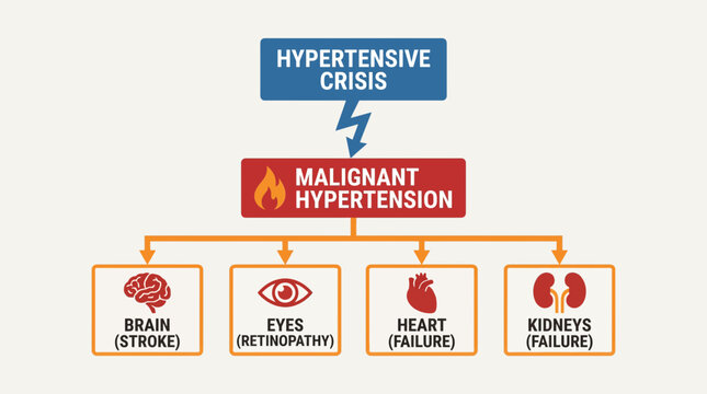 Hypertensive Crisis Malignant Hypertension End Organ Damage Diagram