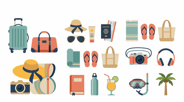 Summer Vacation Travel Icon Set