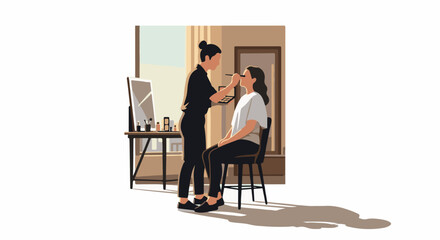 Fototapeta premium A woman applies makeup to another woman (2)
