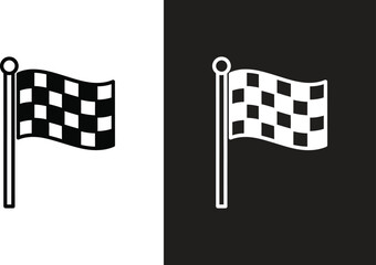 Fototapeta premium Checkered flag on a pole waving in the wind