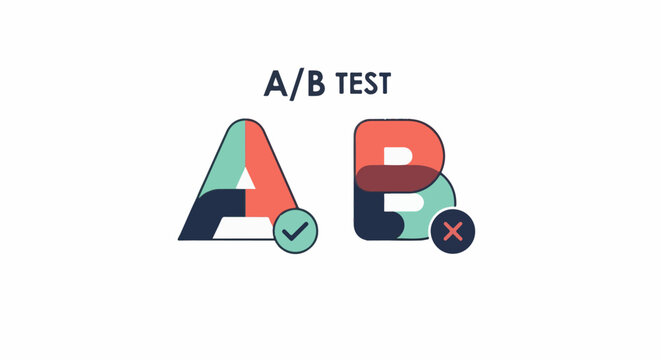 A/B testing comparison infographic with checkmark and X