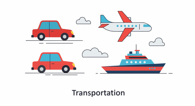 Colorful illustration of various transportation modes