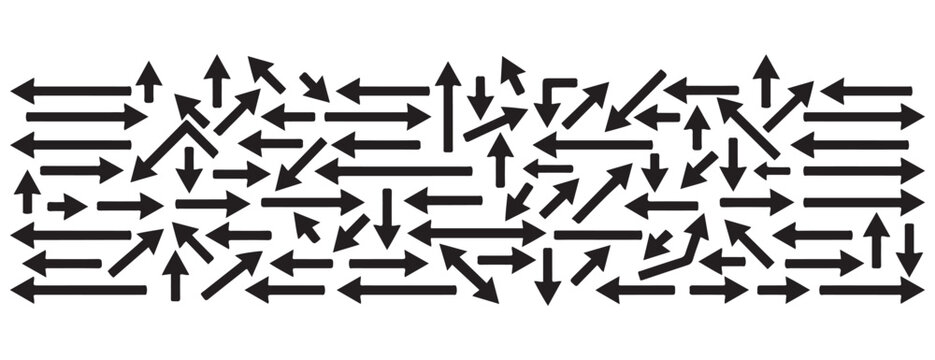 Black straight arrows direction pattern background multi directional arrow icons pointer set for navigation design