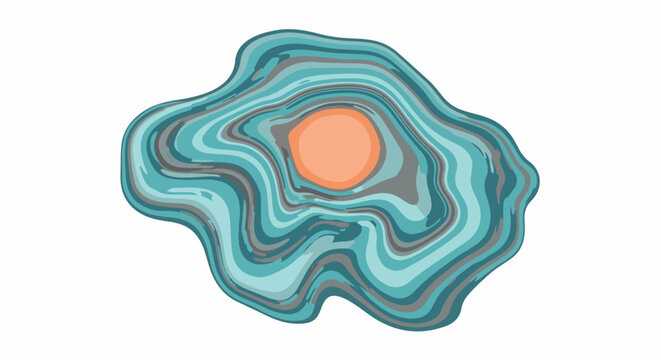 A vibrant, abstract geode with wavy edges and a peach center