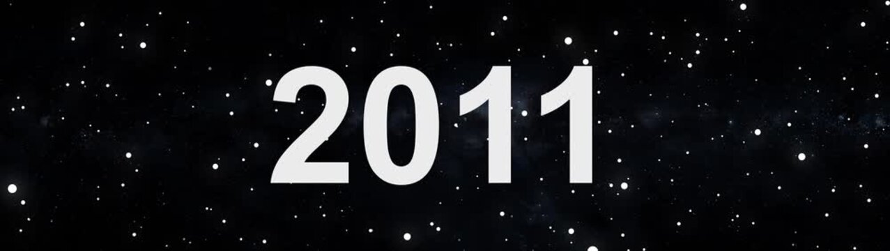2011 future year concept in deep space with glowing stars and cosmic background.